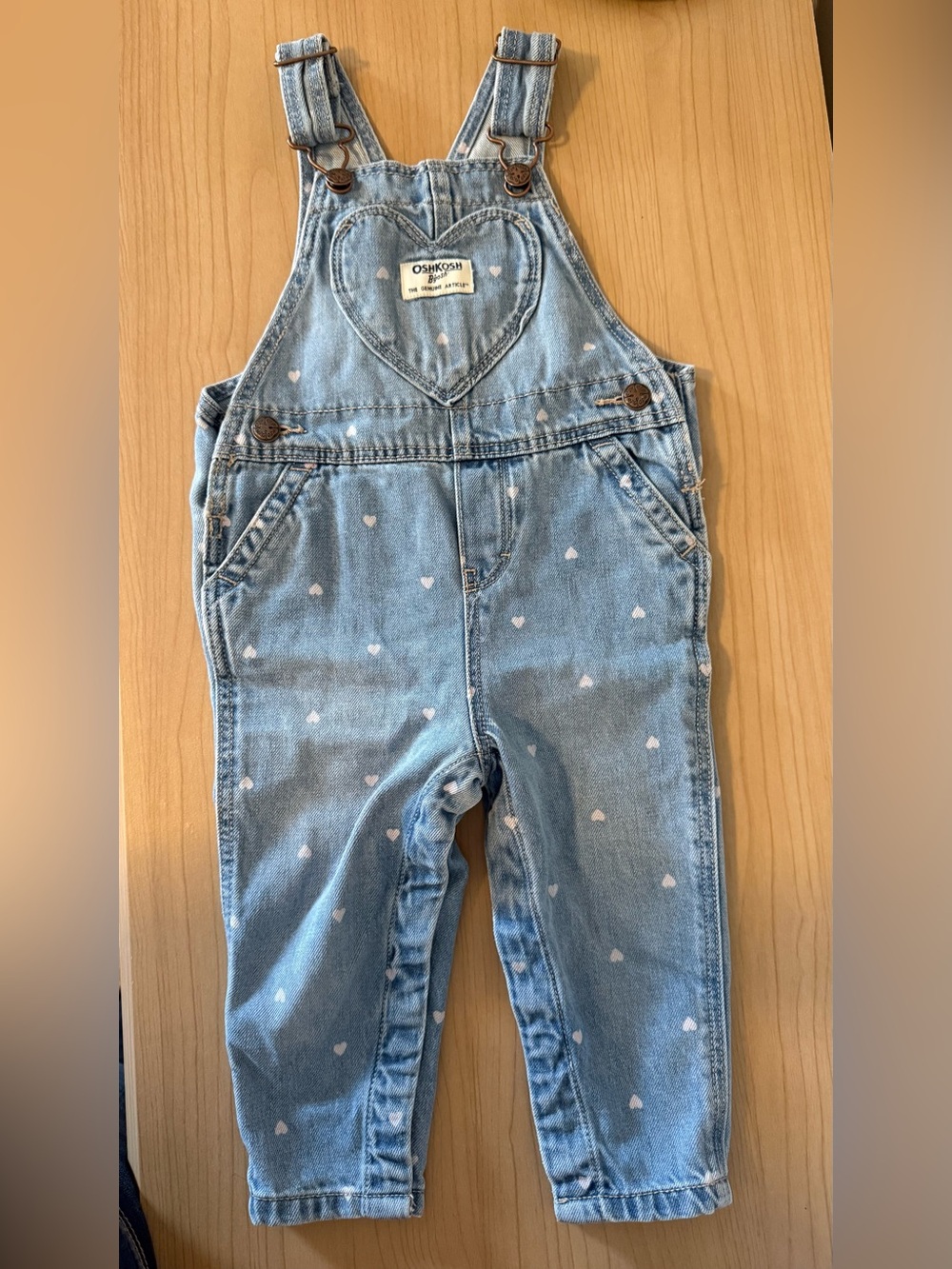 OshKosh B'gosh Light Blue Denim Heart Print Overalls